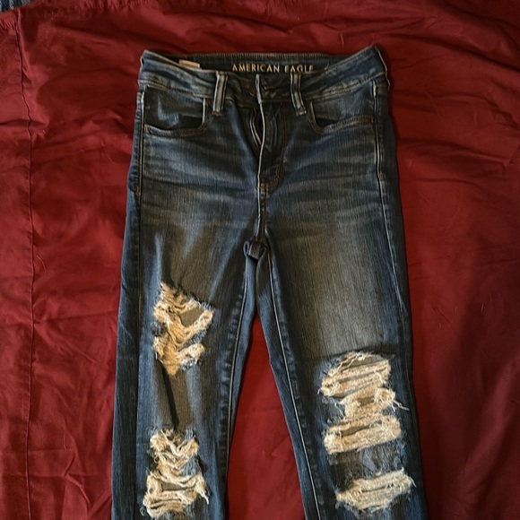 Women’s American Eagle Hi-Rise Jeggings Blue Next Level Stretch - Picture 2 of 4